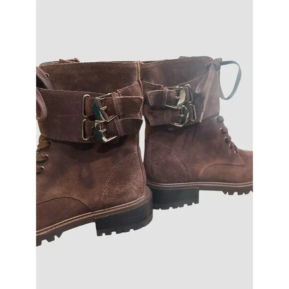 Vince Camuto Fawdry Womens Chocolate Brown Combat & Lace-up Boots Side Zip 6.5M - Picture 4 of 9